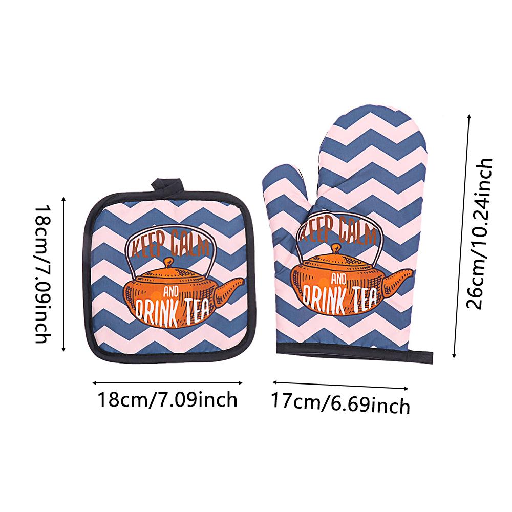 2pc/set  Microwave Baking BBQ Glove Cotton Cute Oven Mitts Heat Resistant Linen Potholders Non-slip Kitchen Cooking Tools Mitten