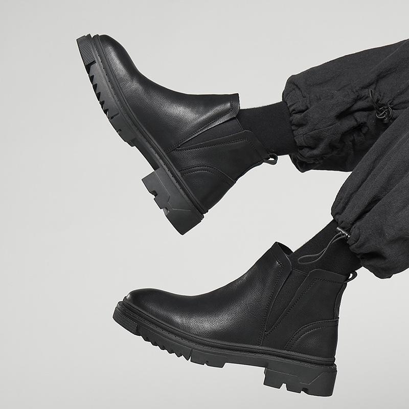 

[Customized] Autumn and winter single shoes Martin boots men s British one-pedal low-top men s leather boots Chelsea boots S52-H 38 чёрный