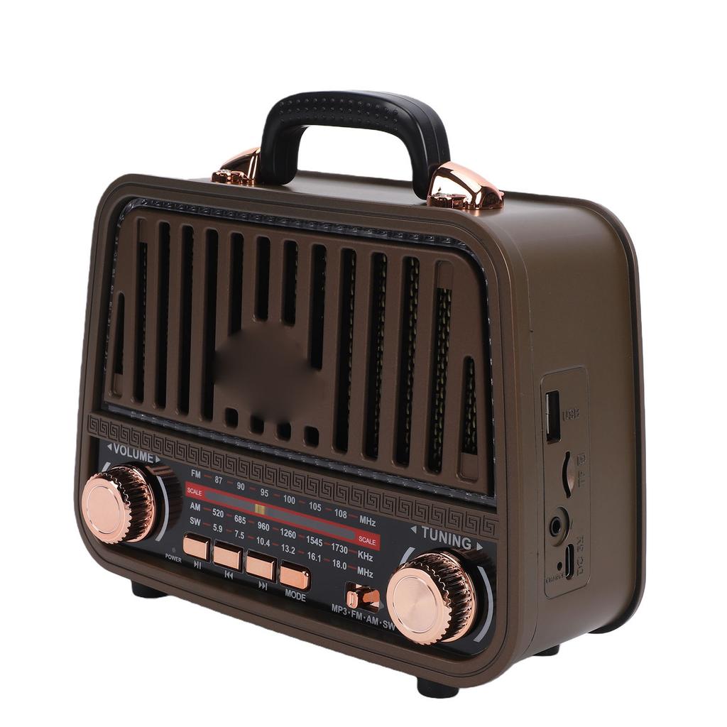 Retro Bluetooth Speaker AM FM SW Radio Rechargeable Vintage Wireless Speaker with Telescopic Antenna