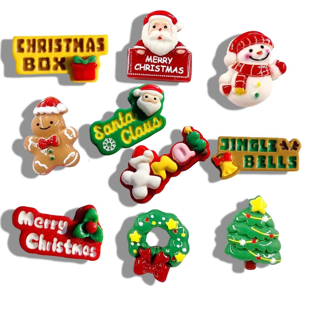 10pcs New Christmas Snowman Gift Figurine Resin Refrigerator Fridge Magnet Whiteboard Sticker Diy Decoration Kitchen Accessories