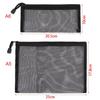 Nylon Zipper Pencil Case Mesh Pen Bag Makeup Cosmetic Storage Transparent Grid Coin Purse Solid Color Fashion Gifts Supplies
