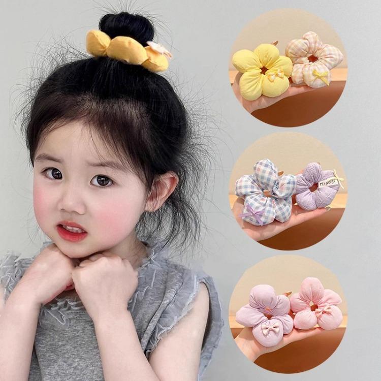 Sweet Floral Sponge Hair Scrunchies Cute Floral Hairbands Children Girls Cute Kawaii Ponytail Holder Hair Styling Accessories