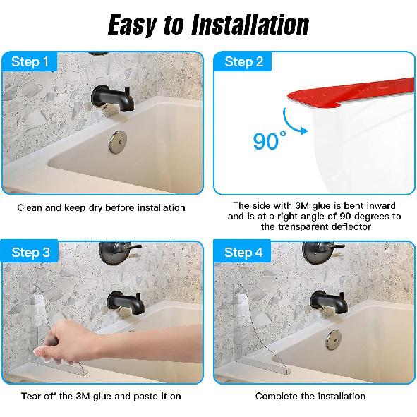 Tiga 2 Pieces Bathtub Shower Splash Guard, Bathroom Bath Tub Splash Guards with 3M Super Viscose, Perfectly Matched to Shower Curtain Weights