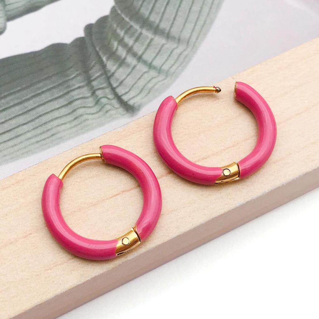 Stainless Steel Enamel Drip Earrings: U-Shaped Geometric C-Studs, Titanium Steel DIY Accessories
