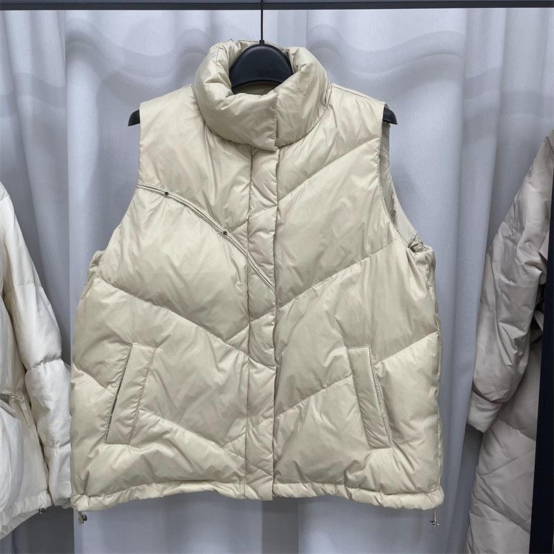 White duck down down vest women's stand-up collar vest outer wear vest design sense niche vest jacket 2024 autumn and winter