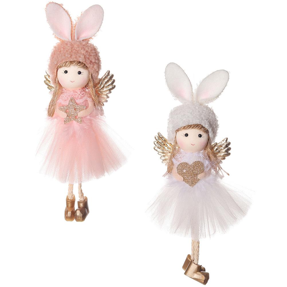2 Pcs Cute Angel Pendant Garden for Outside Decorate Christmas Ornaments Pink