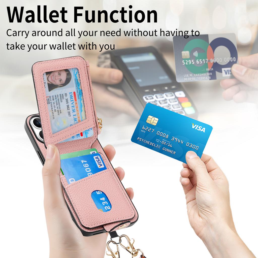 Crossbody Long Lanyard Zipper Cards Sold Wallet Leather Case for Samsung S26 Ultra S25 S24 S23 S22 A07 A27 A17 Shockproof Cover
