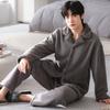 Compound Fleece Pajamas Men'S Winter Coral Fleece Thickened Fleece Warm Suit Autumn And Winter Flannel Large Size Loungewear