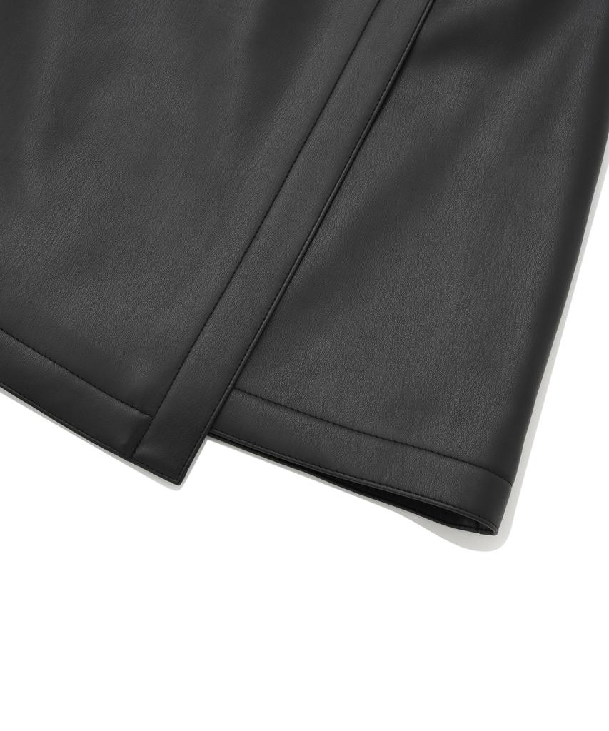COVERNAT WOMAN Synthetic Leather Wrap Skirt Black