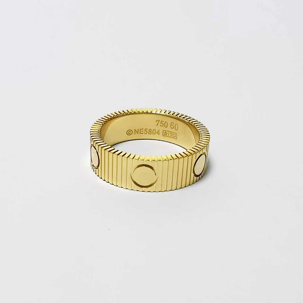 6MM New Kaga Strap Ring Rose Gold Love Striped Ring Classic Vertical Pattern Titanium Steel Couple Ring no. 5