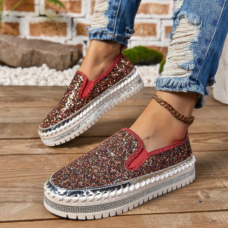 Casual large size sequined casual women's shoes autumn new comfortable platform European and American style single shoes women