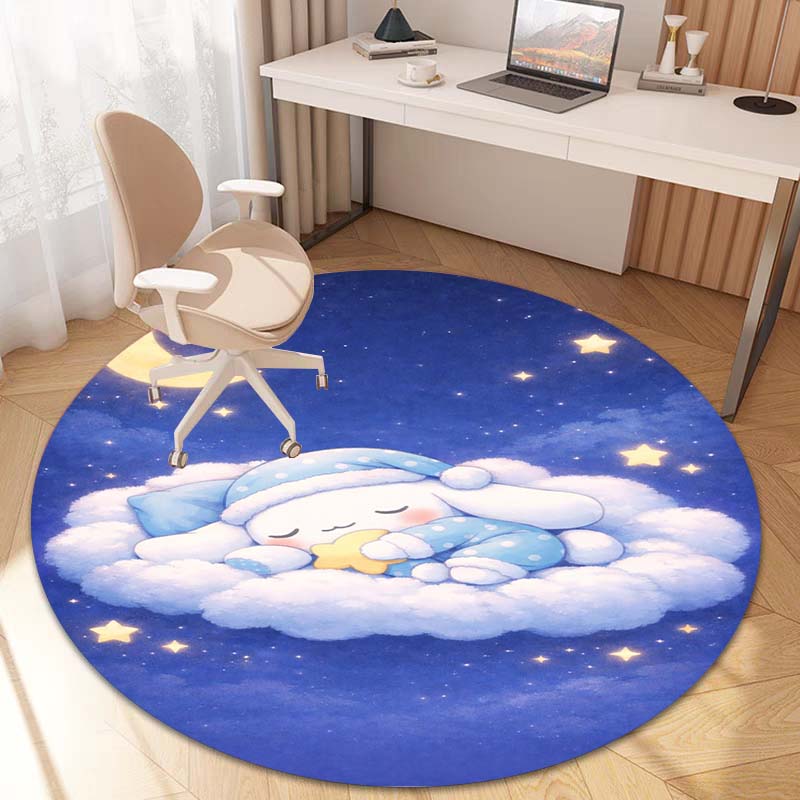 The My Melody and Cinnamoroll Cartoon Round Rug Can Be Used To Decorate Living Rooms, Bedrooms, Sofas, and Playrooms;