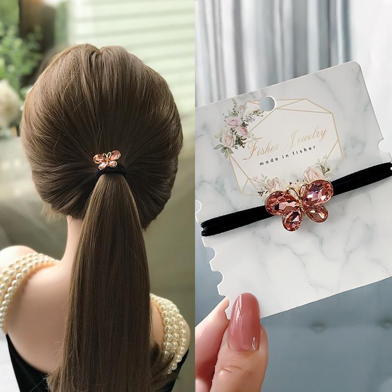Korean Rhinestone Elegant Scrunchies Women Girls Elastic Hair Rubber Band Accessories Tie Hair Ring Rope Headdress