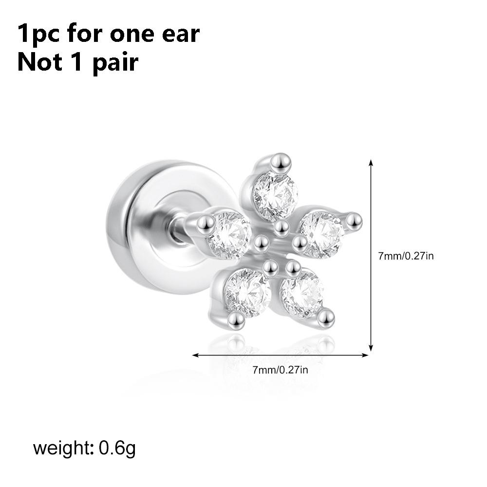 1PC Stainless Steel Star Moon Sun Stud Earrings For Women Simple Daily Wear Cartilage Piercing Earring Punk Unisex Rock Jewelry