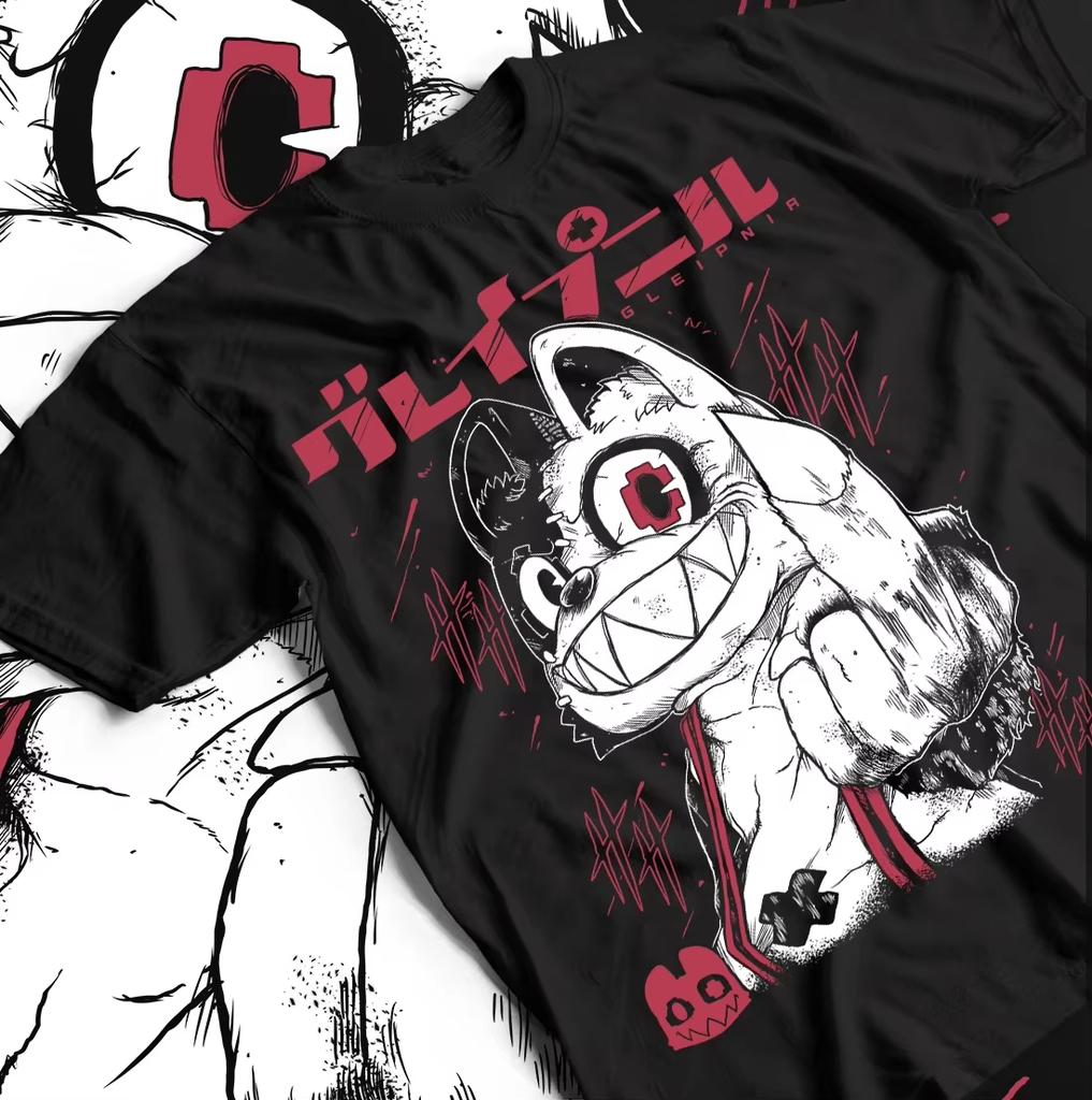 2026 Gleipnir Single-Sided T-shirt Shuichi Monster Dog Mascot Dark Anime Print Oversized Cotton T-shirt for Seinen Horror Anime Fans