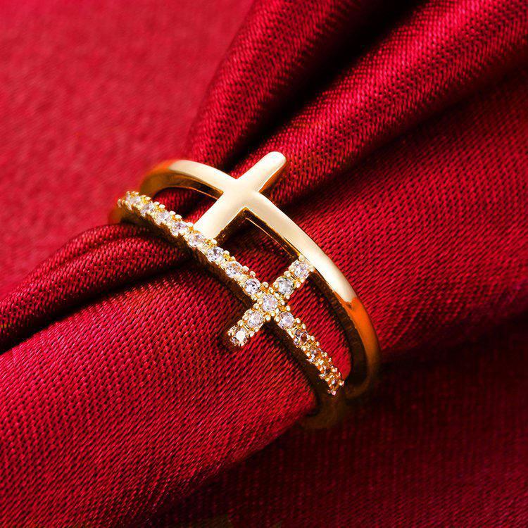 S925 Sterling Silver Women s Hip Hop Zircon Cross Ring, Ethnic Style, Adjustable Open Design. Adjustable Opening