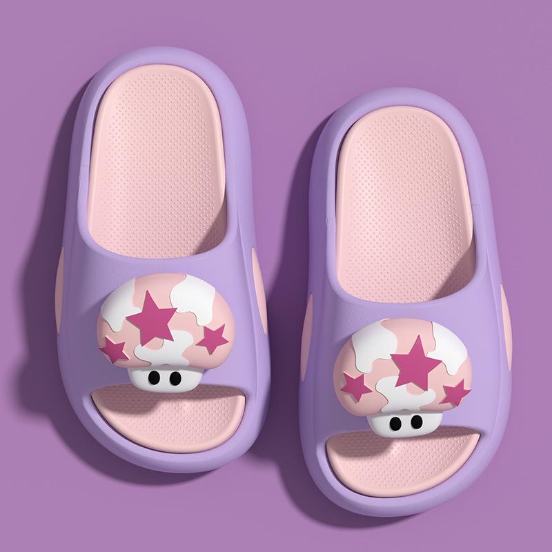 Mushroom Slippers Girls Summer New Thick Bottom Cartoon Home Parent-child Couple Children Cool Slippers Boys