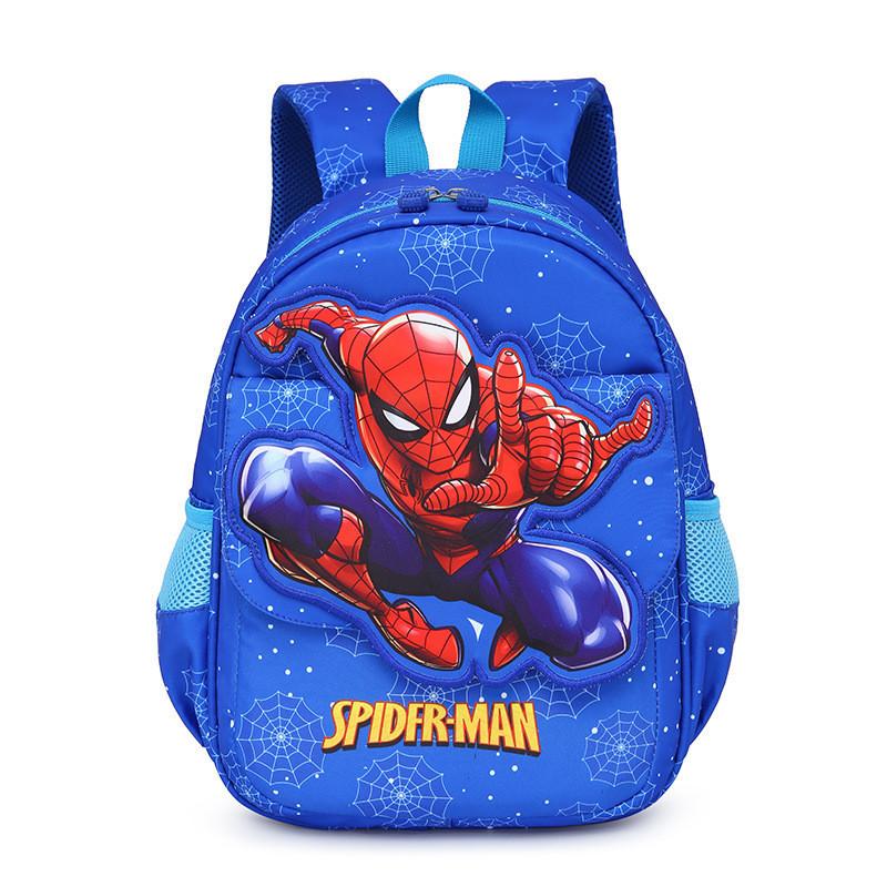 Adorable Cartoon Kids Backpack For Boys And Girls In Spiderman Blue Nylon Material