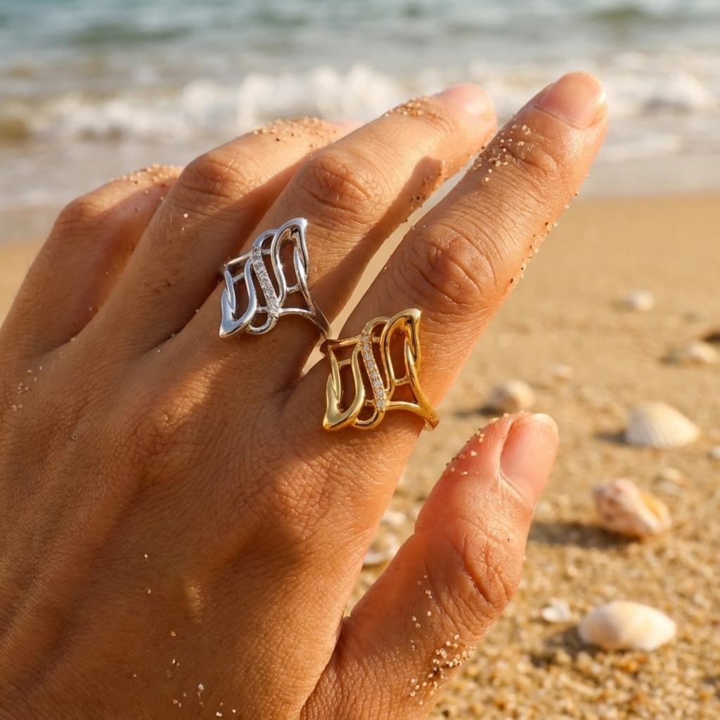 Creative Inlaid CZ Zircon Exaggerated Curve Wrapped Finger Rings Fashion Dainty Hollow Ice Cream Shaped Ring Punk Party Zircon