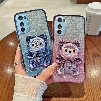 Candy Bear Stand Glitter Handyhülle für Motorola Moto Edge 40 30 20 E20 E13 E22 E32 E6S E6i E22i E7 Plus G8 G9 Power Plus Cover