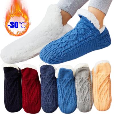 Verdickte Winter gewebte thermische Kaschmirsocken Bodensocken Frauen Teppich Home Plus Socken Samt Schlafsocken Hausschuhe Bootssocken