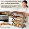 3/4-Tier Collapsible Cooling Rack Foldable Adjustable Stackable Design Non-Stick Coated Metal Cooling Rack Cakes Baking Kitchen Tool