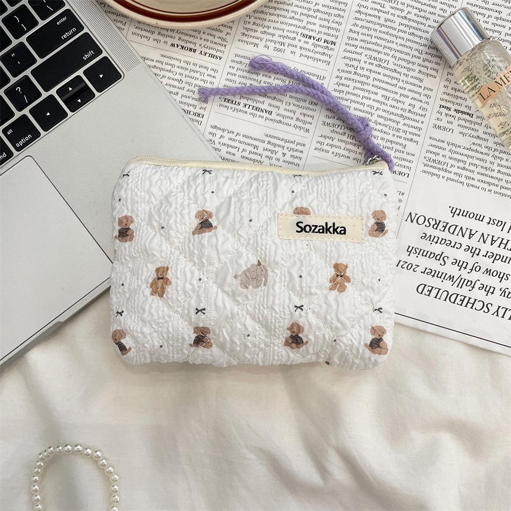 Floral Quilted Cotton Sanitary Napkin & Coin Storage Bag - Large Capacity, Soft, Cute Design