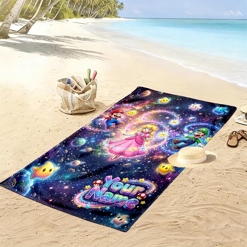 Name Custom Super Brothers Print Beach Towel, Large Soft Quick Dry Towel for Beach Camping Swimming