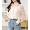 Western Style Women's Collar Lace Patchwork Chiffon Shirt Top Cardigan Shirt