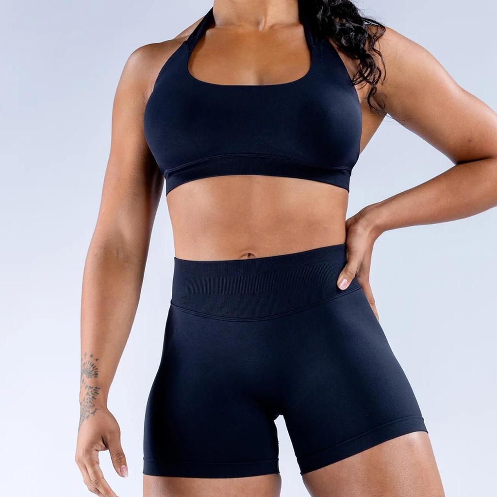 Macaron Color Women's Quick-Dry Low-Waist Yoga Pants & One-Shoulder Sports Bra with Pads