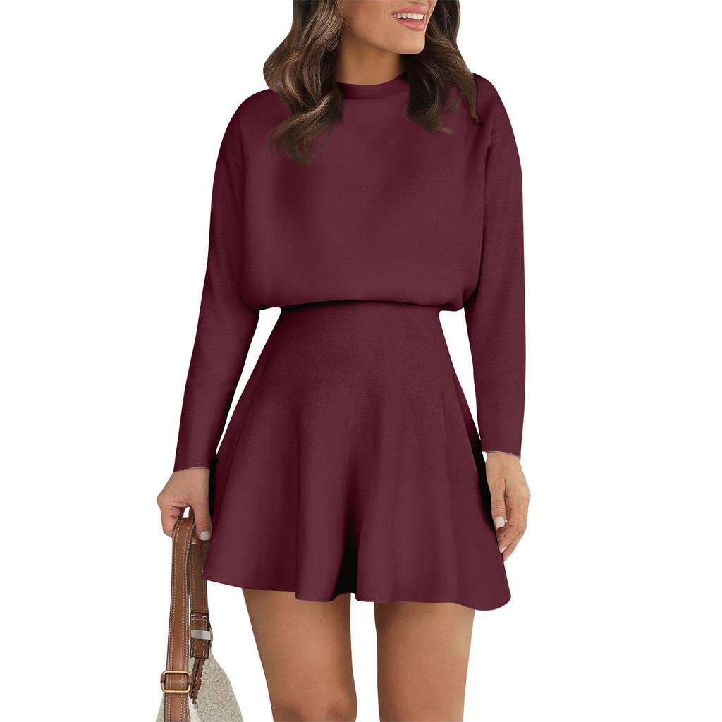 Women's Casual Sportswear Set, Elegant Knitted And Winter Dress