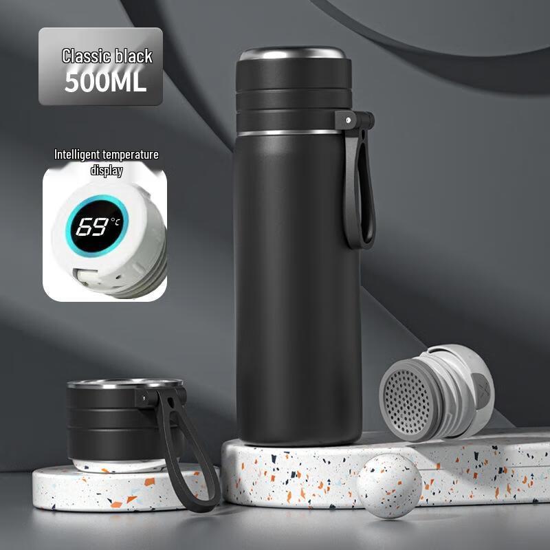 ZETAI 500 мл Термокружка для чая из нержавеющей стали с крышкой-дисплеем температуры