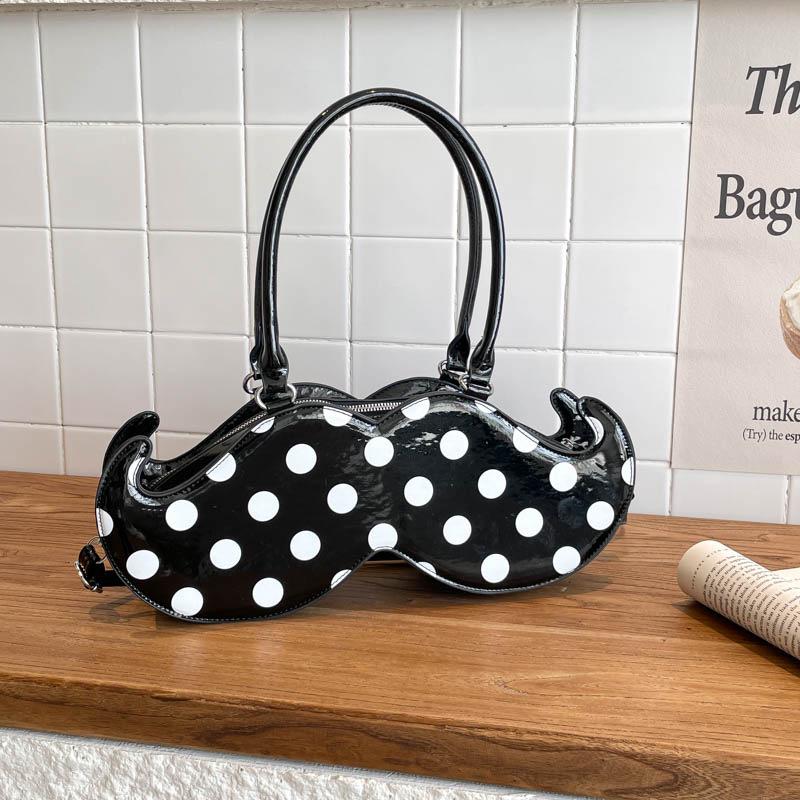 2025 Japanese Cute Polka Dot Irregular Handheld and Crossbody Beard Bag
