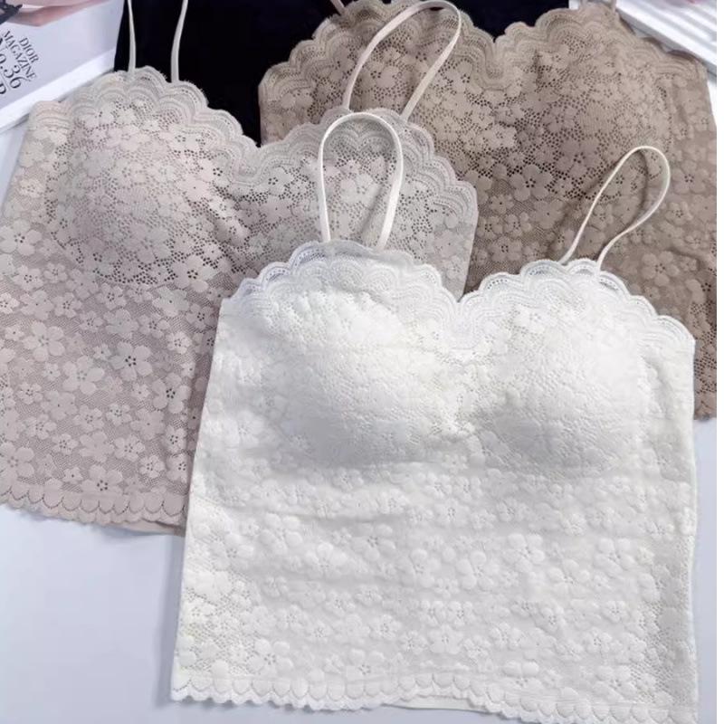 Women's Lace Camisole with Chest Pads and Elegant Back Design