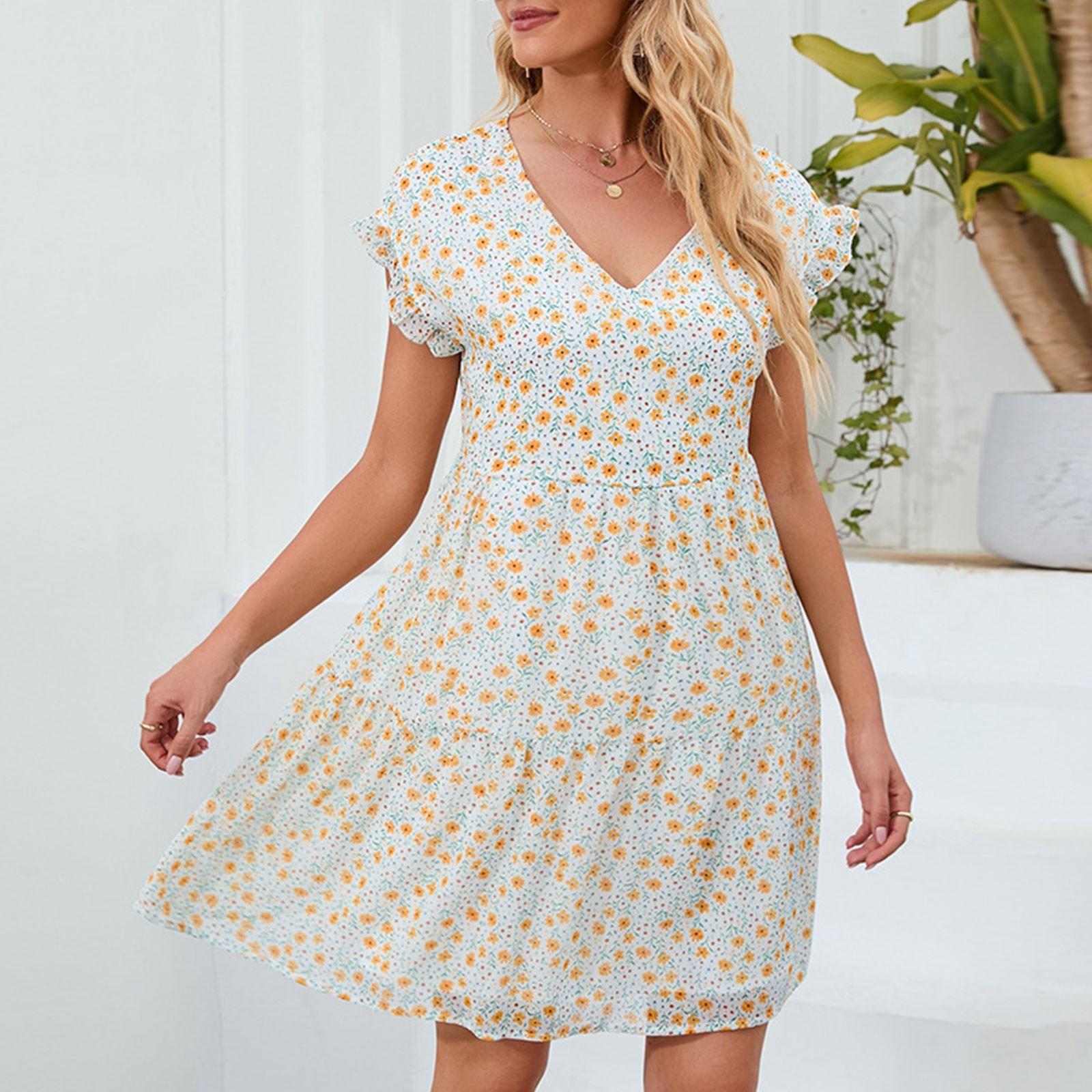 

Жіноча модна повсякденна сукня з принтом, вільна шифонова спідниця-трапеція XL білий