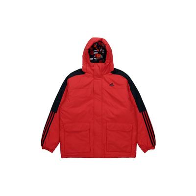 New Year Color Block Spliced Warm Hooded Cotton Jacket Men Jackets Red GN7382