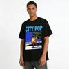Retro City Pop Style Seaside Cocktail Print T-Shirt Casual Vacation Unisex Top For Summer Pure cotton T-shirt