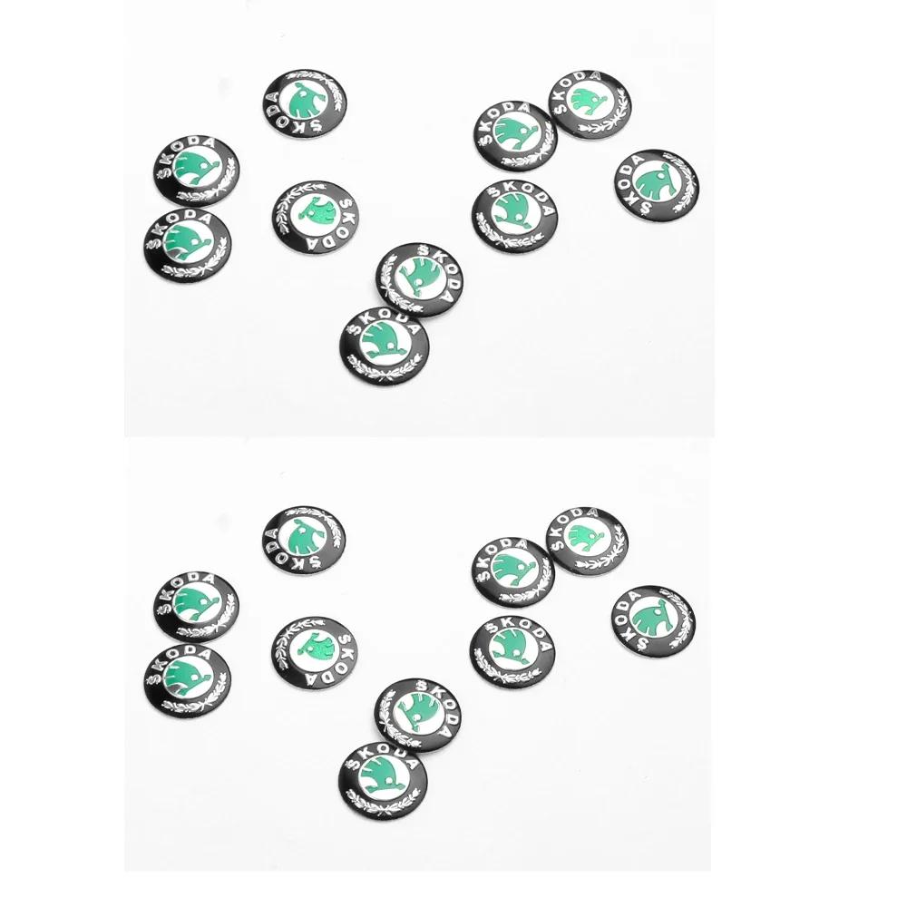 2025 Nowe 10/20 szt. 14mm Naklejki z Emblematem Kluczyka Samochodowego Naklejka z Logo Kluczyka do Sterowania Auto Dla Skoda Octavia Rapid Fabia Yeti Superb A5 A7 VRS V