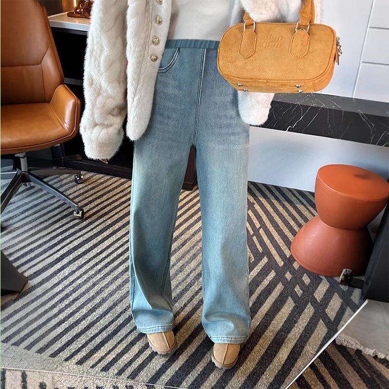 Retro Maternity Side-Drawstring Straight/Wide-Leg Jeans: Spring/Autumn Collection 2XL