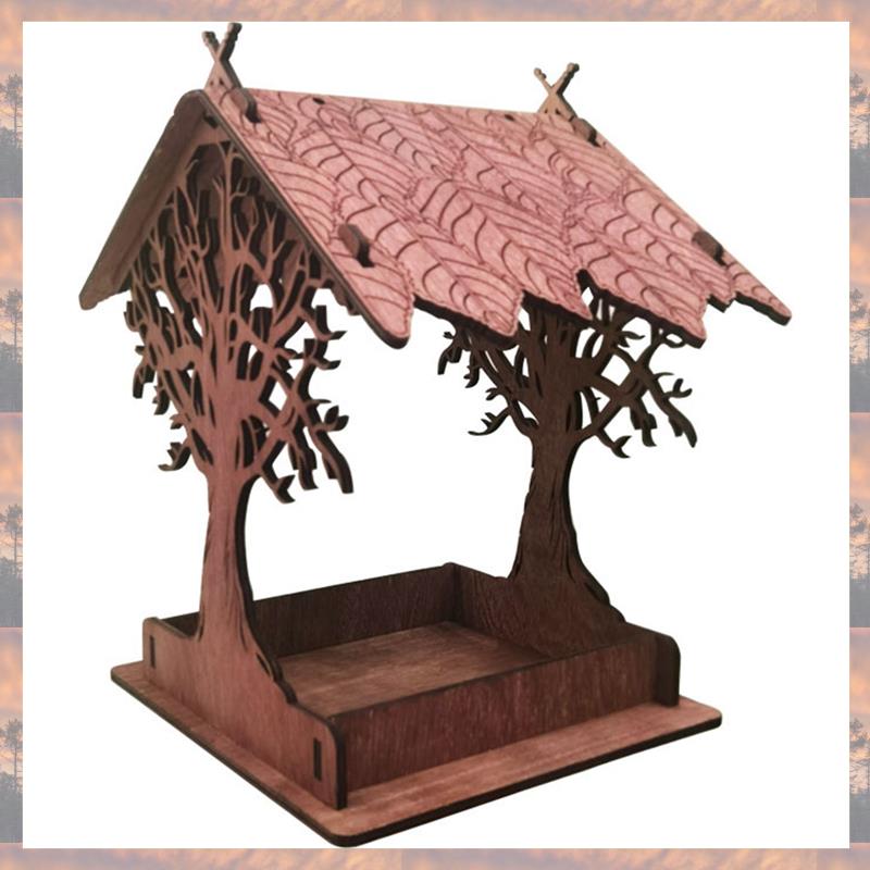 

2025 Trend Wooden Bird Feeder Hanging Drinker For Garden Yard Garden Decor Roof Outside Bird Feeders-C Durable Easy Install Easy XL