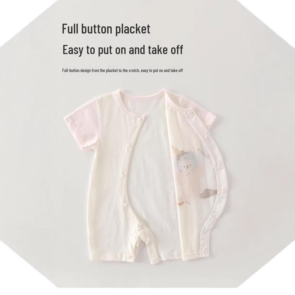 A-Class Pure Cotton Baby Romper: Summer Short Sleeve Crawling Suit for Newborn Boys & Girls