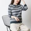 Korean Fashion Autumn Winner Sweaters New Women's O-Neck Striped Jacquard Weave casual Long Sleeve Loose Pullovers Knitted Tops