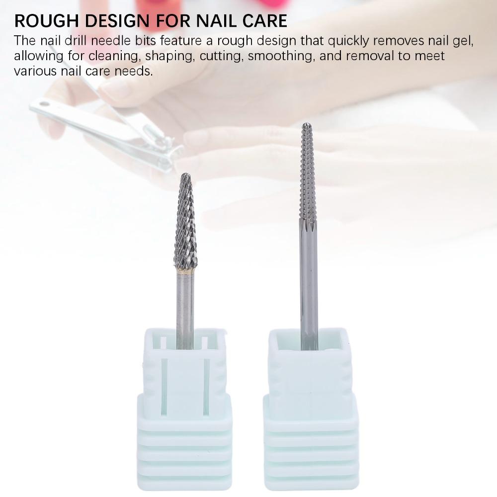 2PCS Needle Nail Drill Bits Multi-Function Cuticle Cleaner Bits Manicure Drill Head  Home Manicure