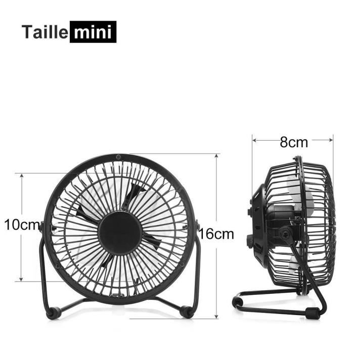 Mini Ventilateur USB de table PC Silencieux Refroidissement Pivotante 360° Noir