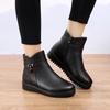 Winter Mother Shoes Women Wedge Heels Snow Boots Pure Black Warm Plush Ladies Ankle Boots Wedges Heel 3cm Plus Size 42