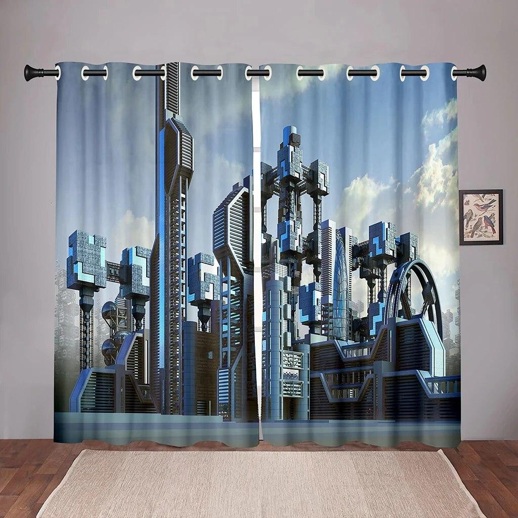 Future Cyberpunk City Sky On Sale Blackout Window Curtain For Bedroom Living Room Bathroom Kicthen Door High Shading New Pattern