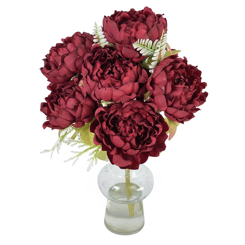 

Multicolor Artificial Flower Peony 7 Heads Leaves Silk Peony Flowers Photo Props Silk Petals Floral Arrangement Party Supplies красный