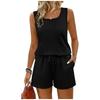 Women's Fashionable Loose Sleeveless Top + Shorts Casual Two-Piece Set