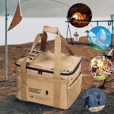 42L Camping Equipment Storage Bag Foldable Large Capacity Oxford Cloth Storage Box with Handle Tactical Picnic Tableware Handbag