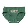 Japanische Niedliche Cartoon Grüner Bär Damen Unterwäsche aus Reiner Baumwolle - Mittelhoch geschnitten für Damen und Mädchen
